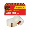 3M Commercial Scotch, SUPER-HOLD TAPE REFILL, 1in CORE, 0.75in X 27.77 YDS, TRANSPARENT, 6PK 700K6